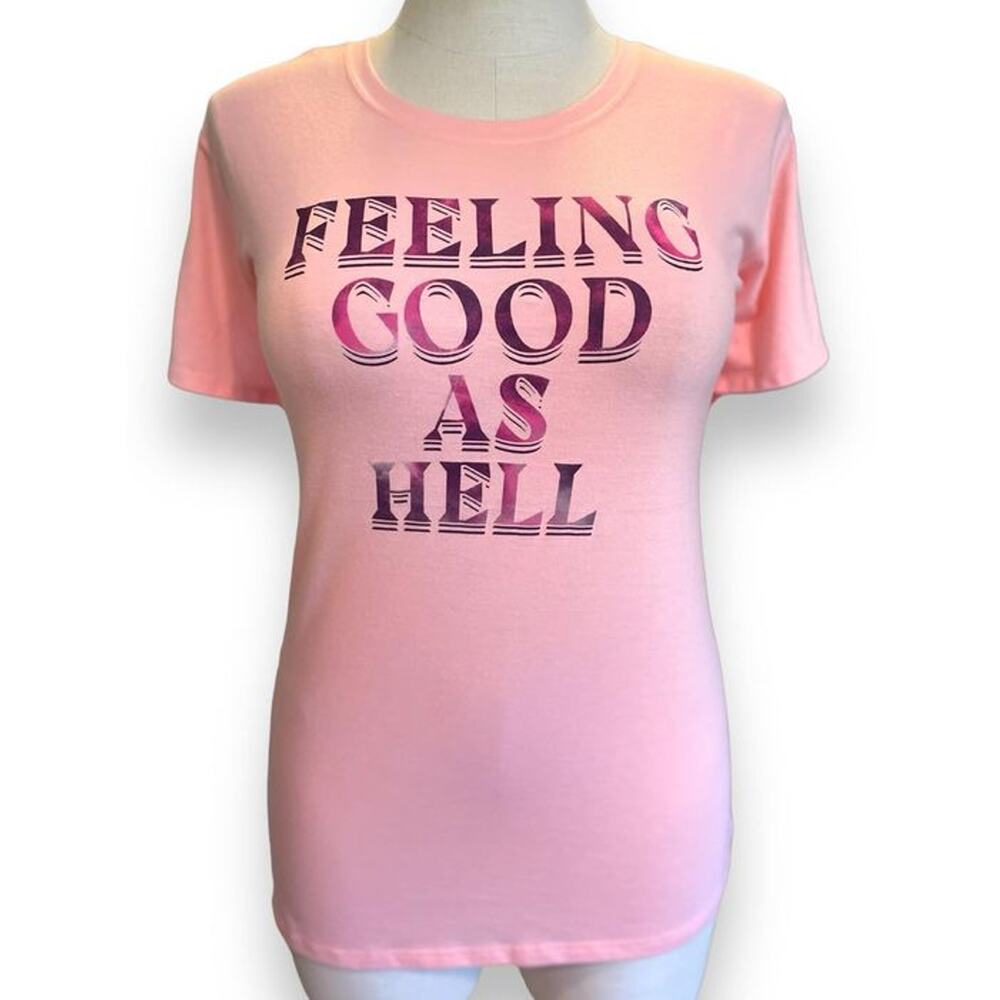 Torrid 2 (2X 18/20) Feeling Good As Hell Pink Relaxed Fit Graphic Tee T shirt